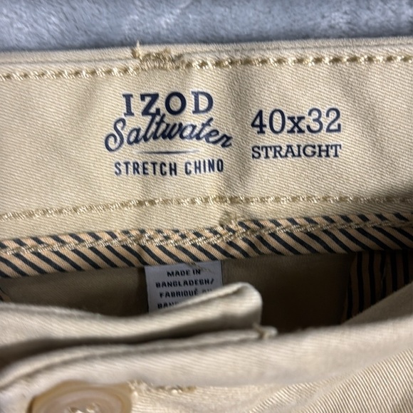 Izod pants men nwt Izod saltwater relaxed classic stretch chino‎ pant straight - Picture 2 of 10